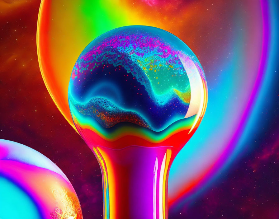 Colorful Abstract Art: Vibrant, Fluid Shapes on Rainbow Background