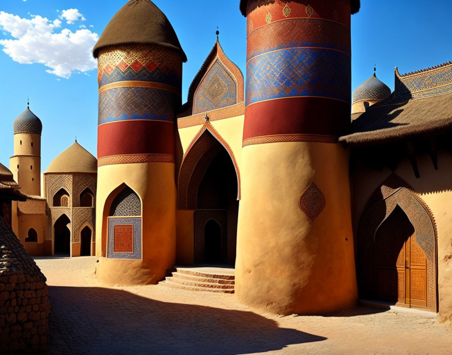 Traditional Middle Eastern Architecture Featuring Ornate Domes and Archways