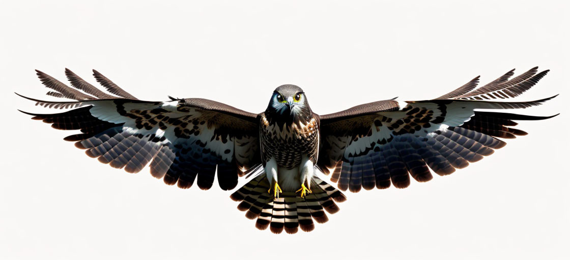 Majestic bird of prey in flight with detailed feather patterns