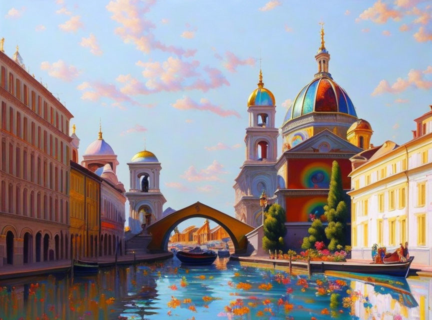 Pastel-Colored Buildings by a Serene Canal Scene