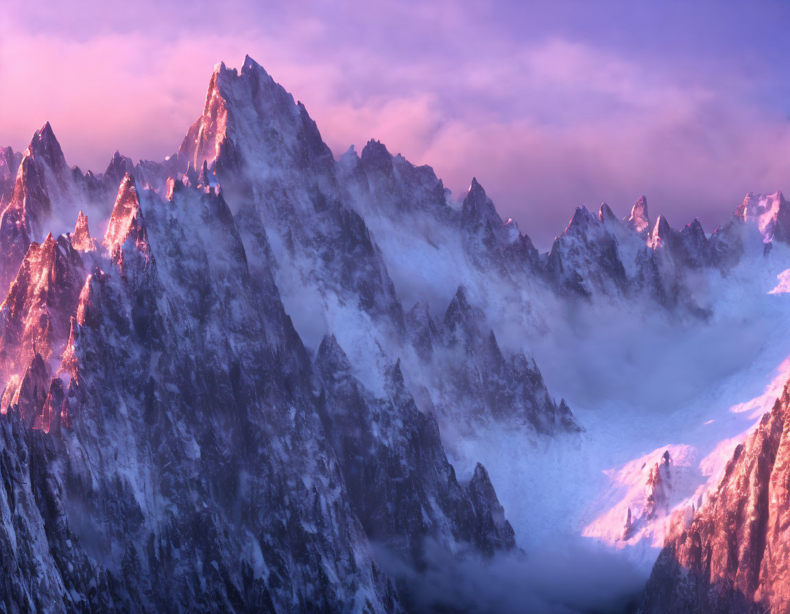 Majestic Mountain Range at Sunrise or Sunset