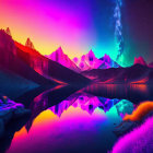 Colorful Aurora Borealis Over Snowy Mountains and Lake at Twilight