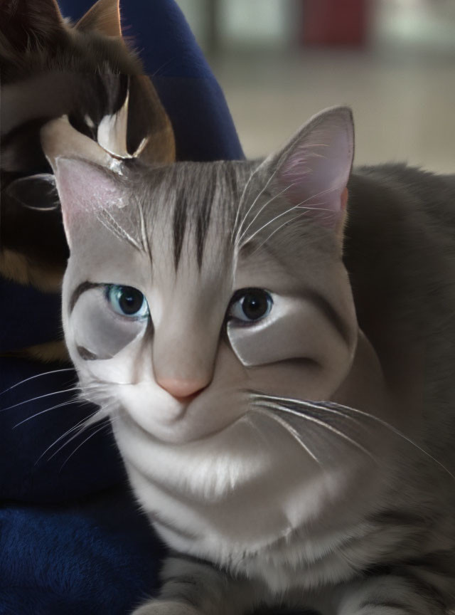Digitally altered image of a cat with human-like facial features