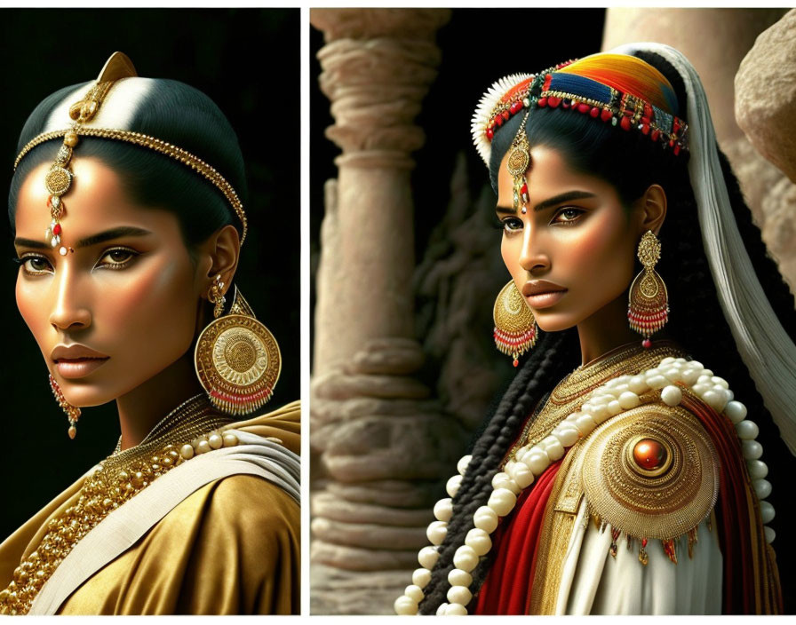 Traditional Indian Jewelry and Makeup Portraits of Woman