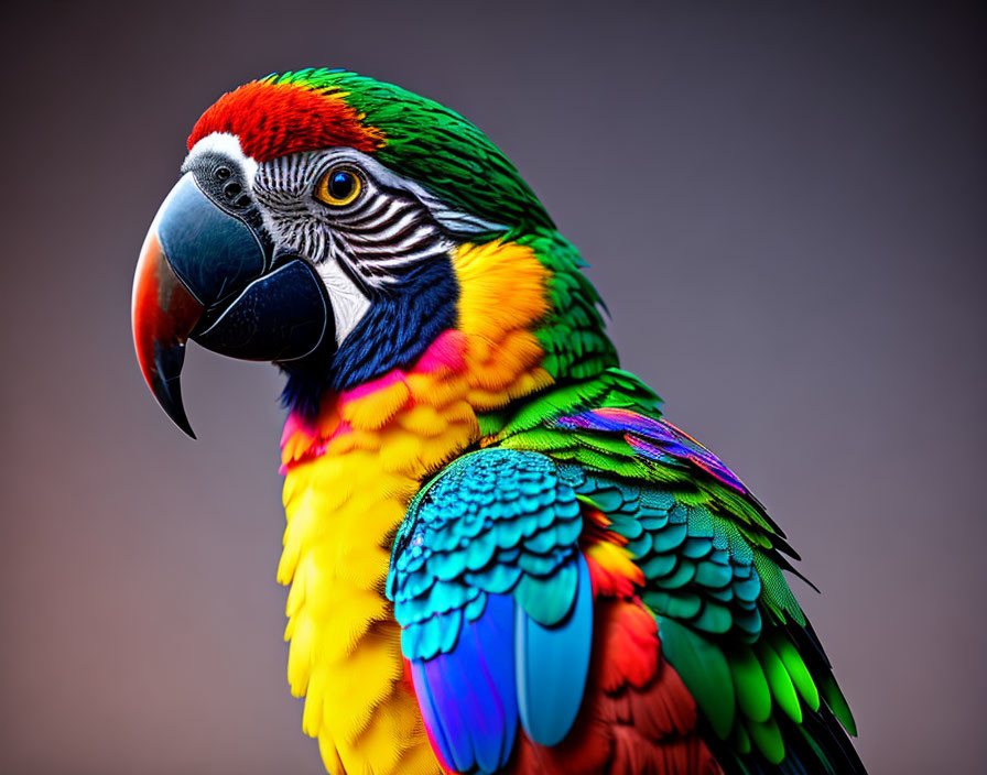 Colorful Macaw Parrot with Red, Yellow, Green, and Blue Feathers