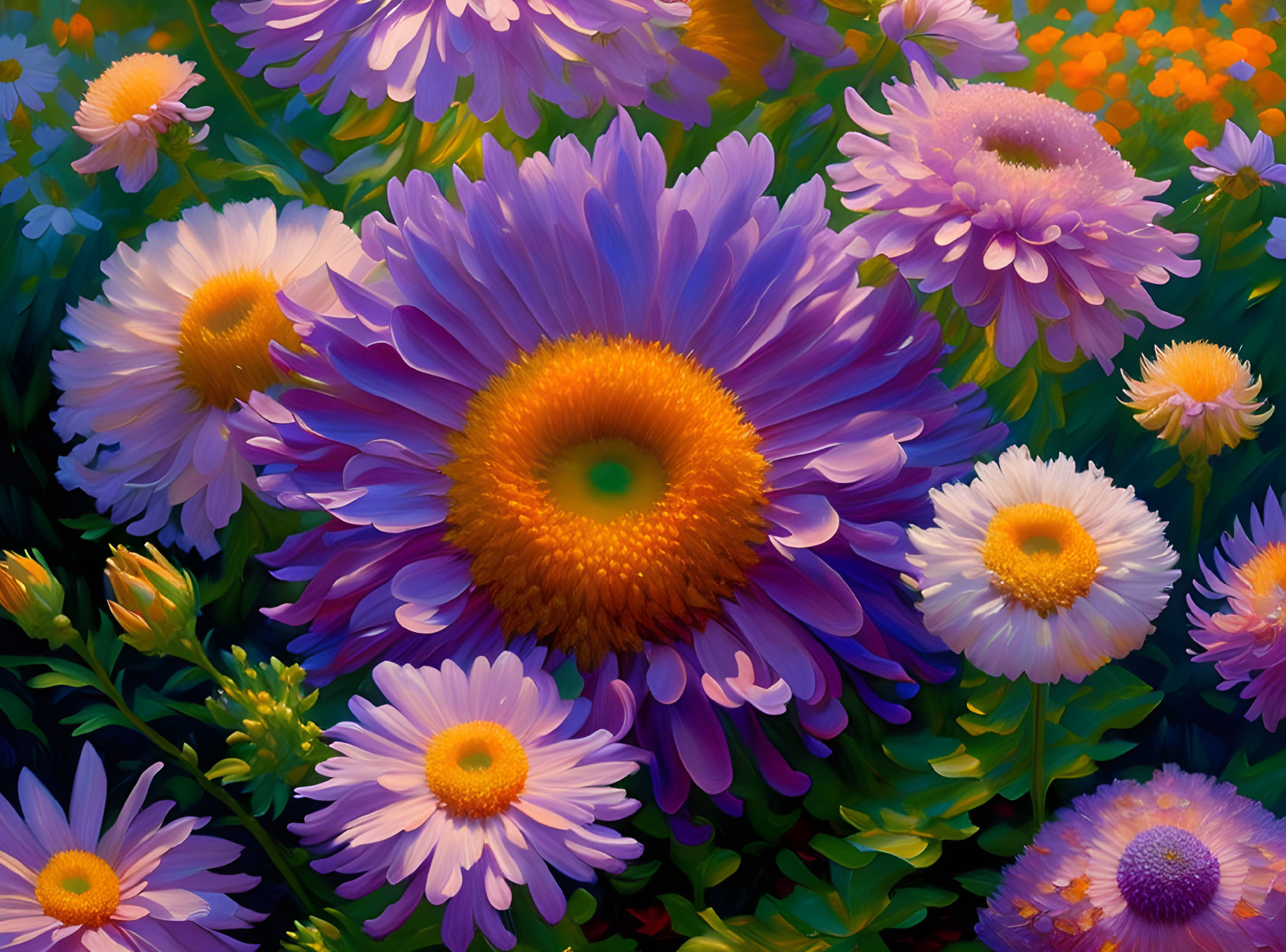 Colorful Gerbera Daisies in Purple, Pink, and Orange