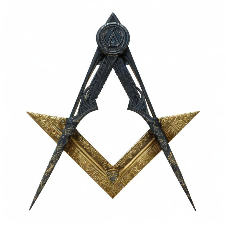 Golden triangular base with dark overlay forming angular star shape and intricate designs.