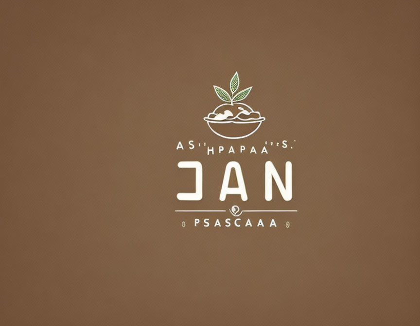 Brown background with white logo of "Ashpaaa's Jan" and stylized bowl with leaf motifs