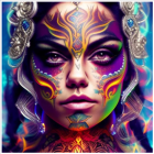 Colorful Psychedelic Patterns Transform Woman's Portrait