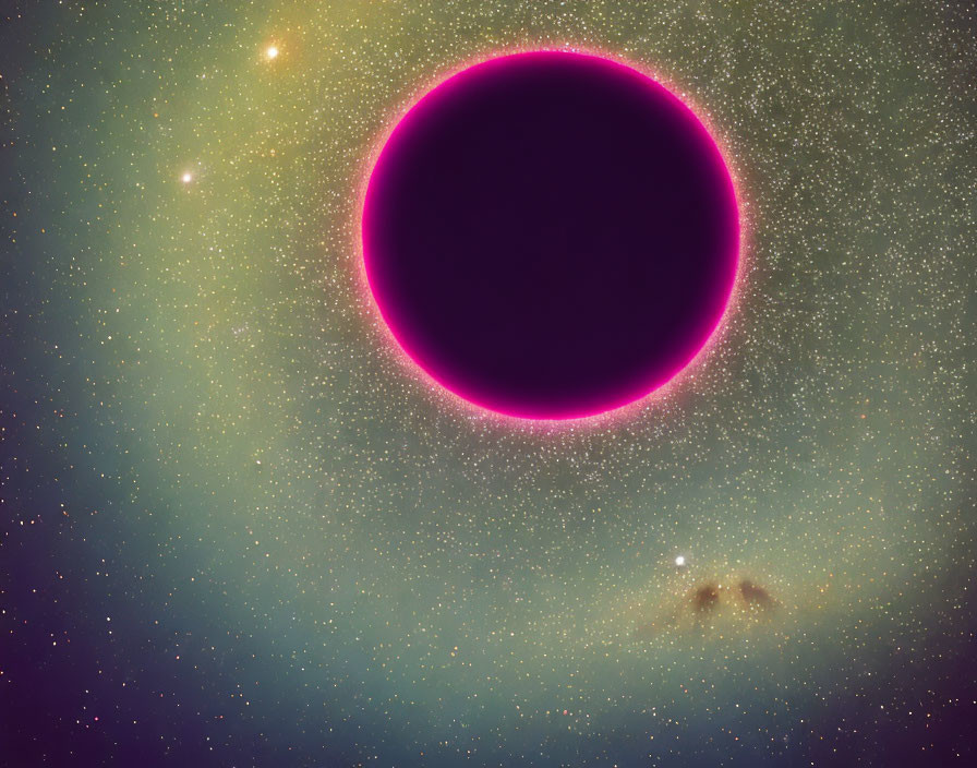 Purple Eclipse with Vivid Corona in Starry Cosmic Background