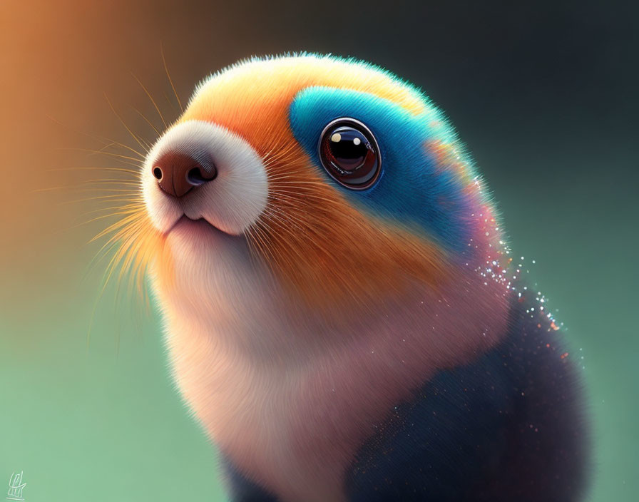 Whimsical seal illustration with expressive eyes and warm fur gradient