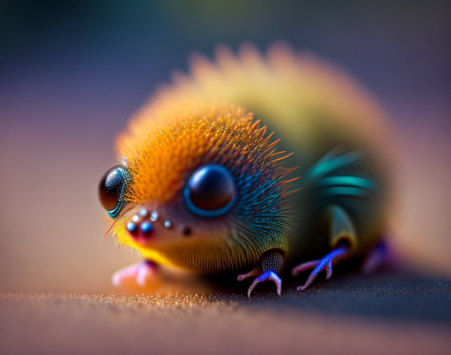 Vibrant digital illustration of a whimsical creature with orange fur