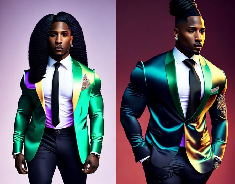 Colorful, Tailored Suits on Modern Man in Stylized Images