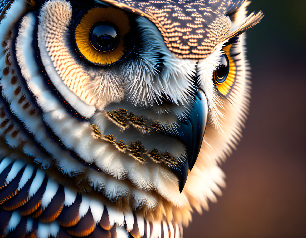 Detailed Owl Portrait Featuring Intricate Feather Patterns