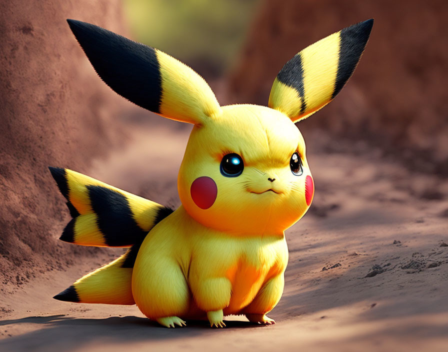 Yellow Electric-Type Pokémon Pikachu on Rocky Terrain