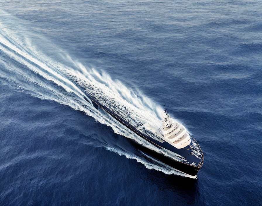 Cruise ship sailing on deep blue ocean waters