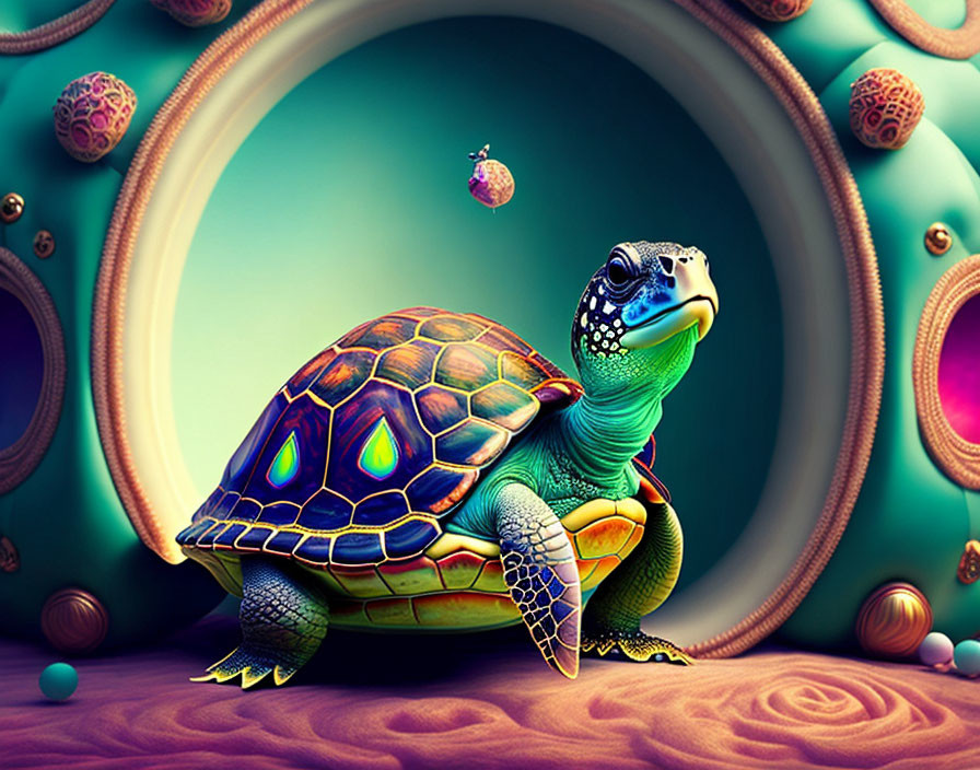 Colorful Turtle Artwork Featuring Two Turtles