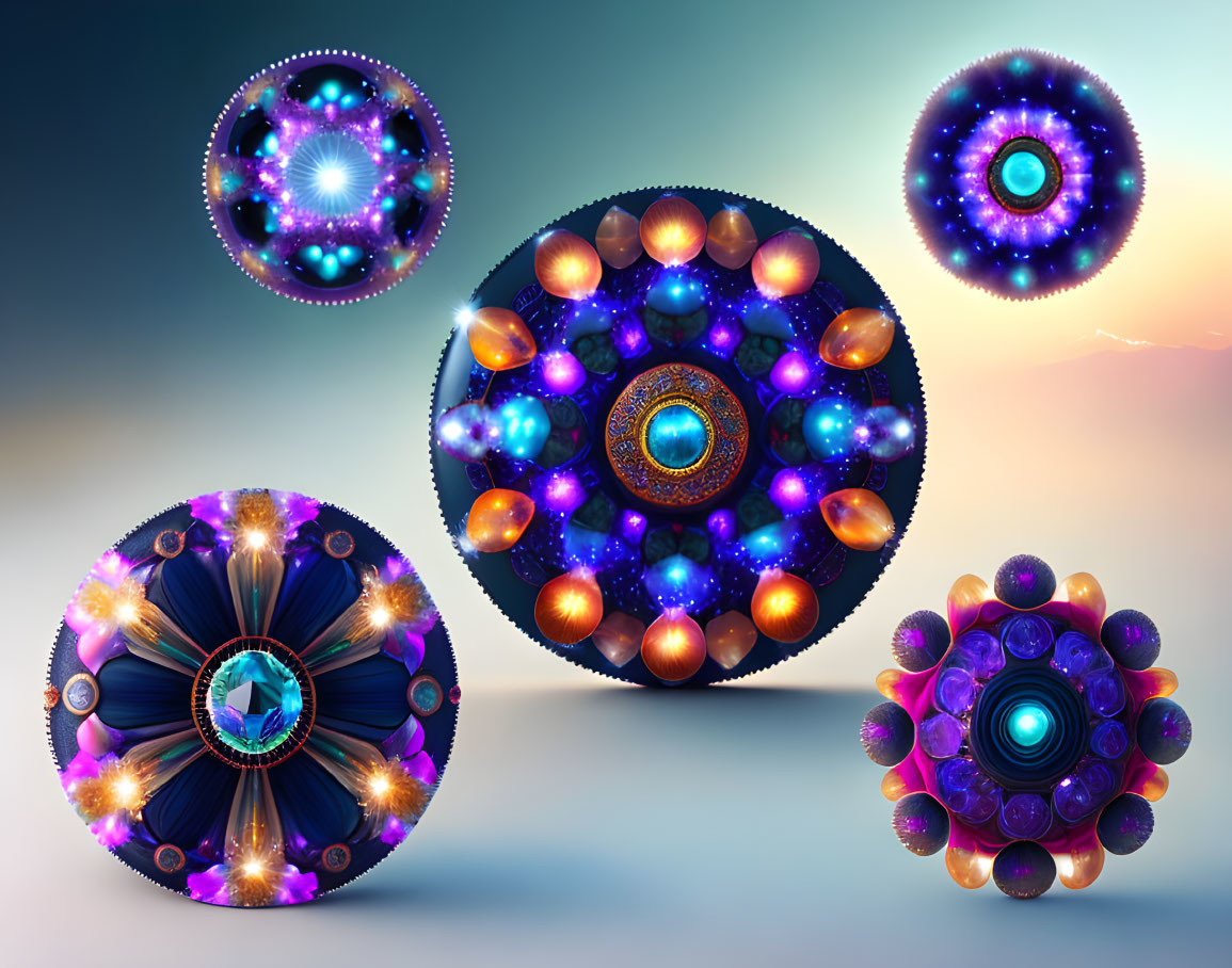 Colorful mandala-like patterns in abstract composition.