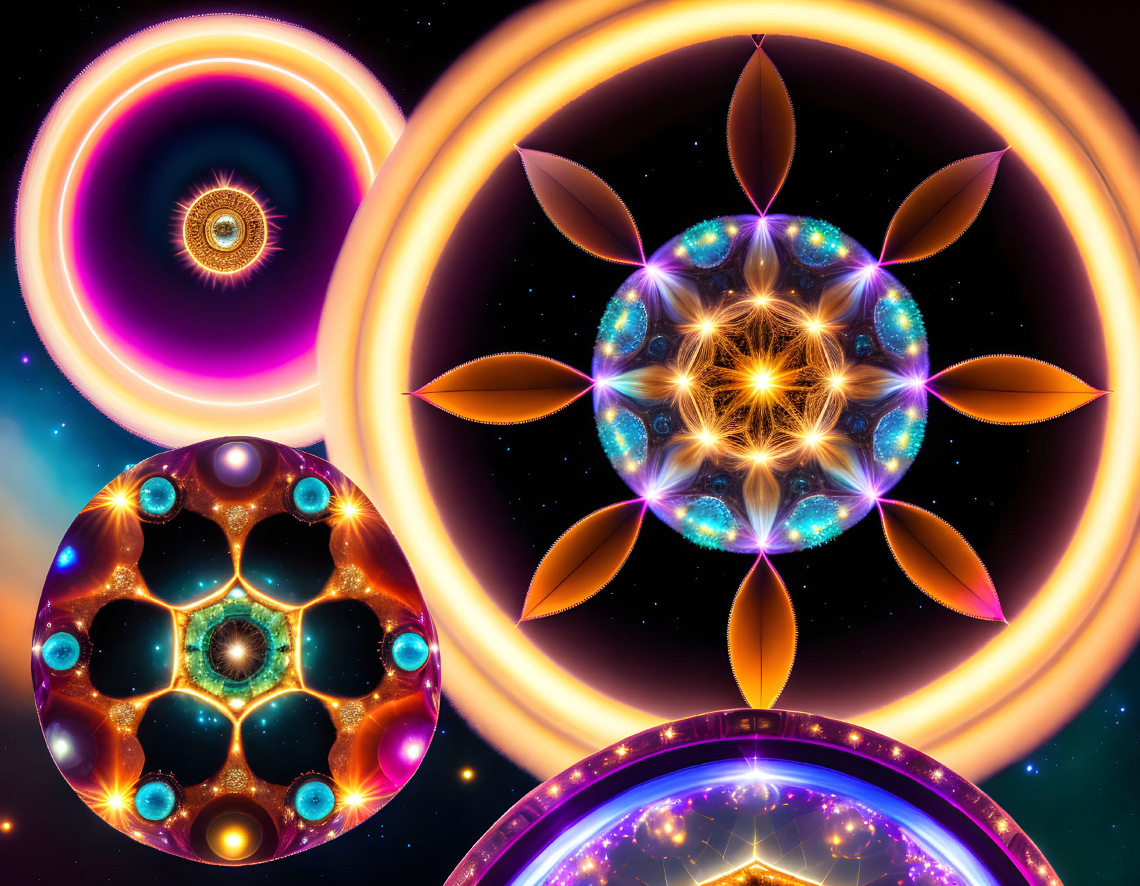 Colorful Abstract Fractal Art with Cosmic Background