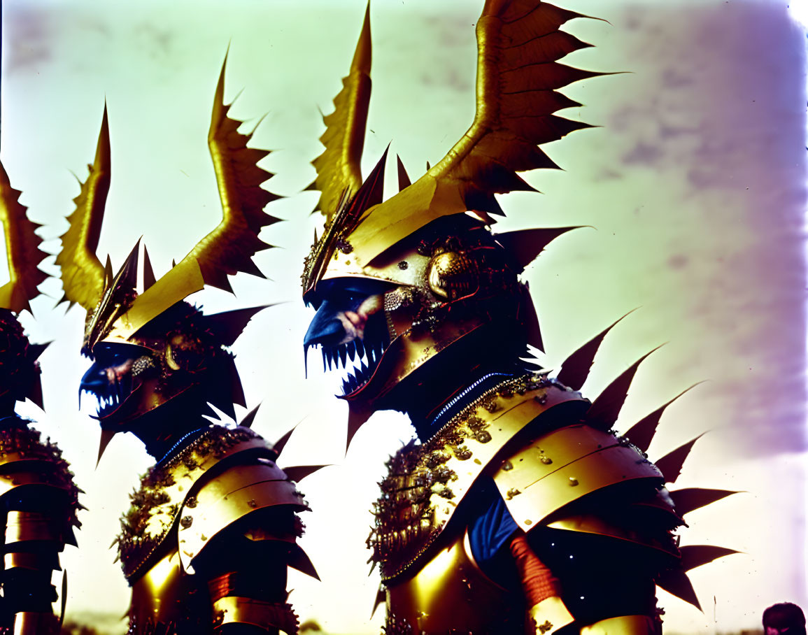 Fantasy artwork of two figures in dragon-themed armor