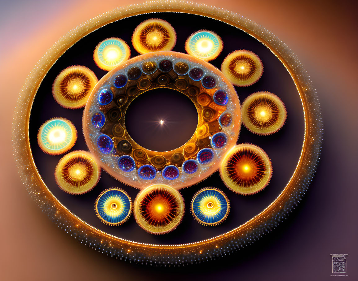 Colorful Circular Fractal Design with Intricate Details