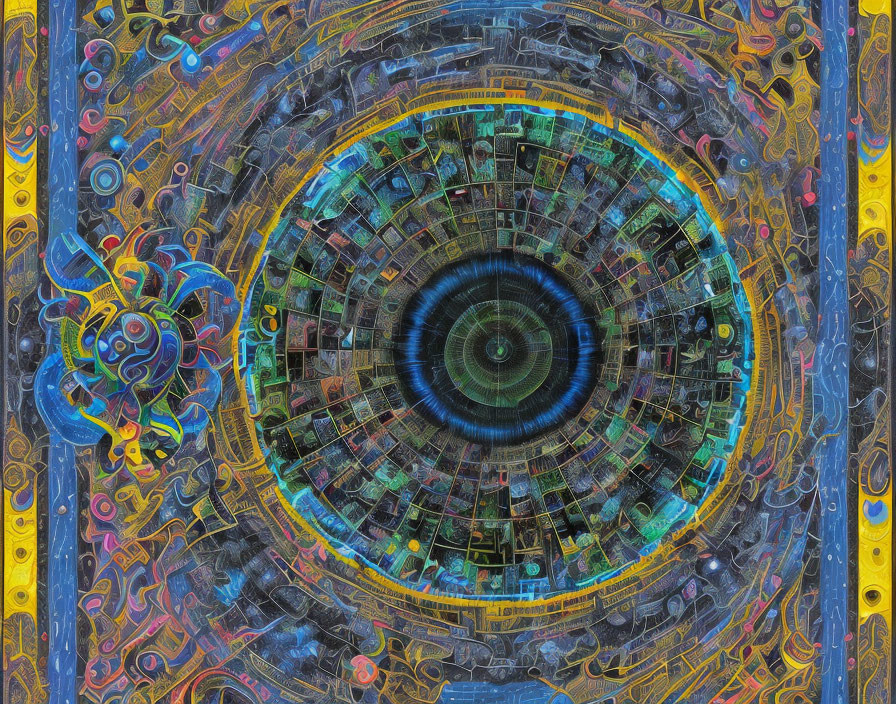 Colorful Psychedelic Mandala-Like Digital Artwork