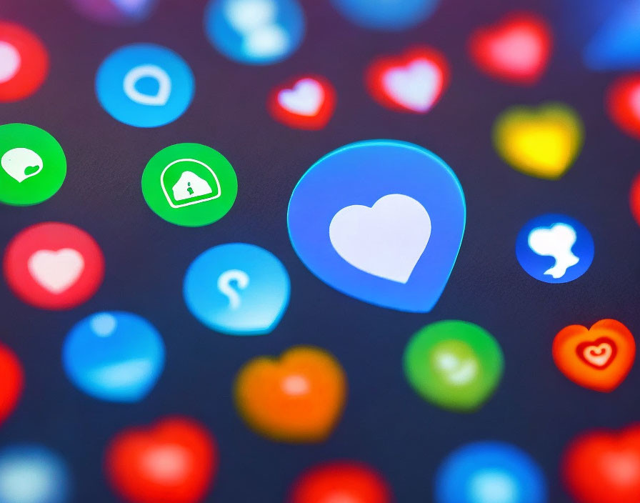 Colorful Social Media Notification Icons Featuring Heart Symbol