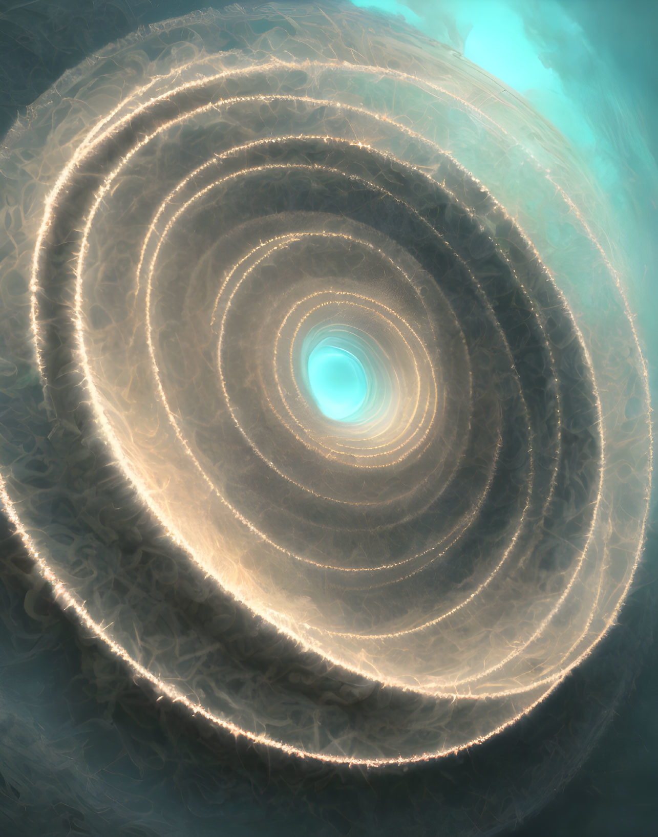Digital Artwork: Cosmic Spiral Portal with Ethereal Clouds