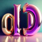 Reflective Gold and Purple 3D Letters "O" and "D" on Blue Gradient Background