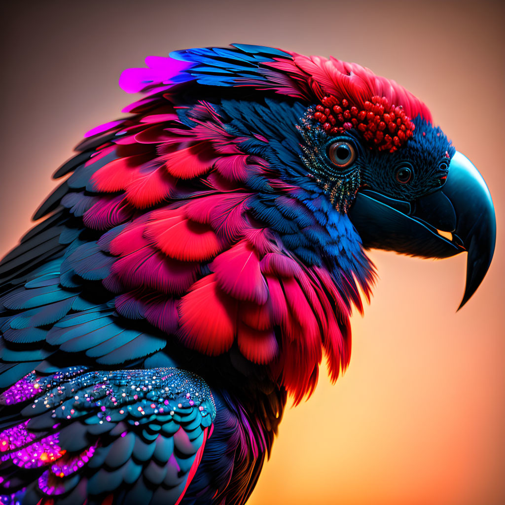 Colorful Stylized Parrot Image with Gradient Feathers and Soft Background