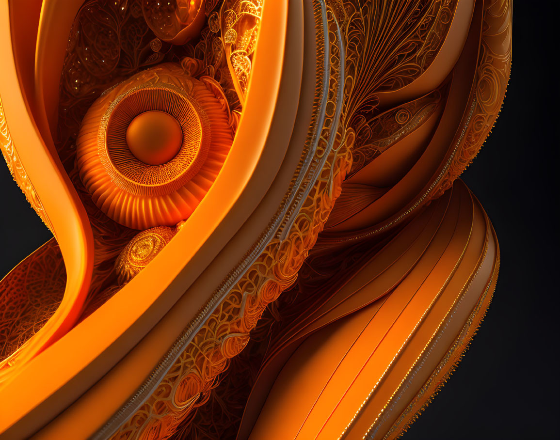 Colorful Abstract Artwork with Orange and Yellow Swirling Patterns