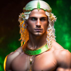 Fantasy digital art: Blond-haired character with crown and necklace