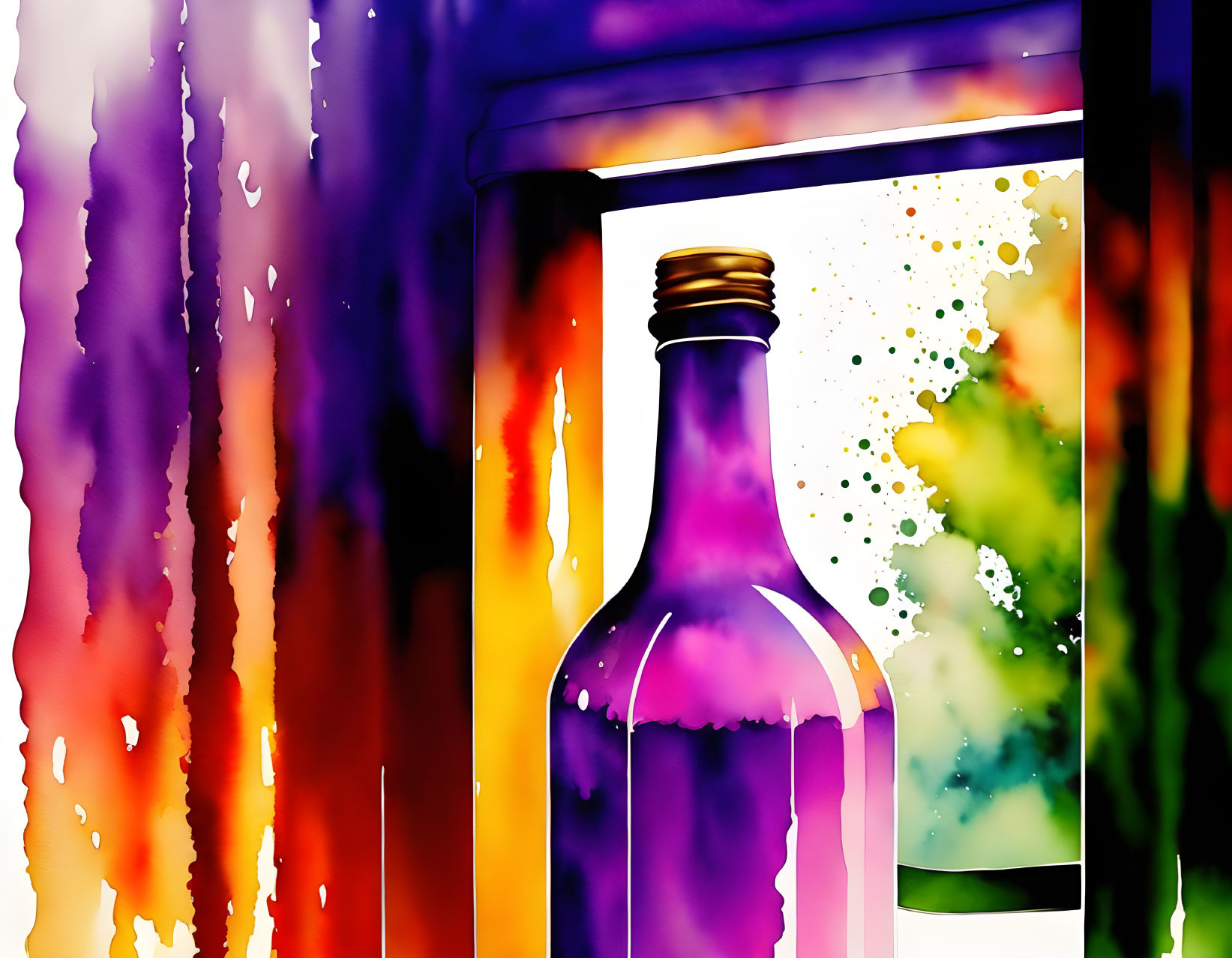 Colorful Digital Art: Purple Bottle on Abstract Background