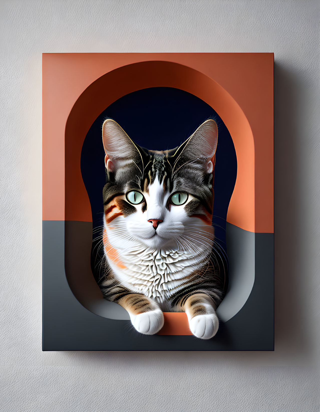 Layered Artwork: Cat Imagery & Abstract Shapes for Optical Illusion