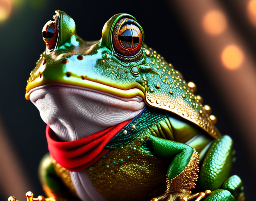 Vibrant close-up: Colorful frog with dew on skin