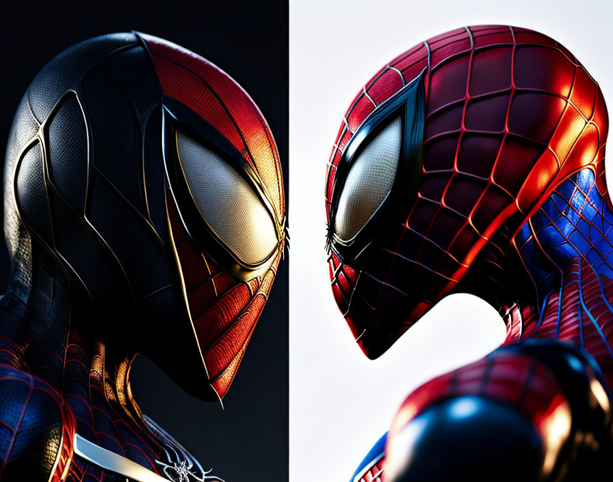 Dual Spider-Man Figures: Black vs. Red & Blue Suit