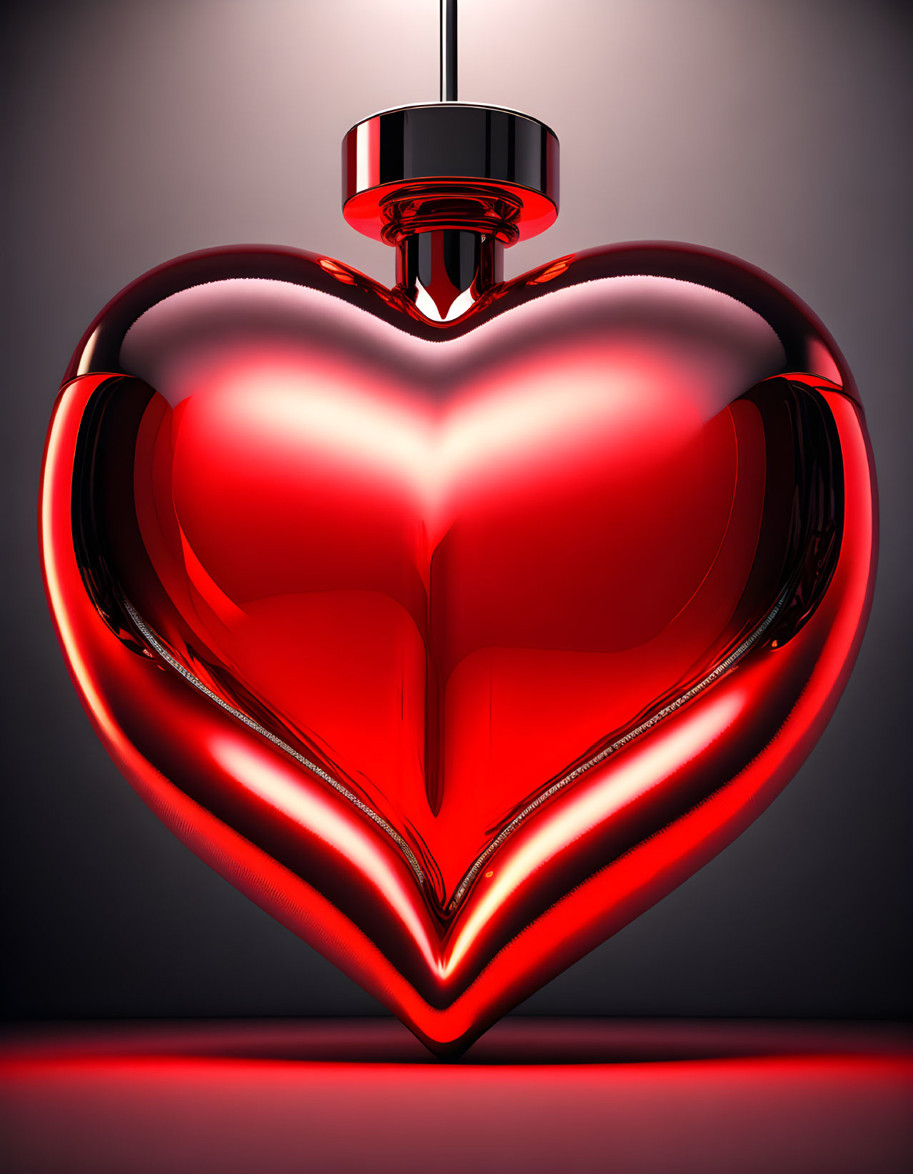 Red Heart-Shaped Pendant Light on Dark Background