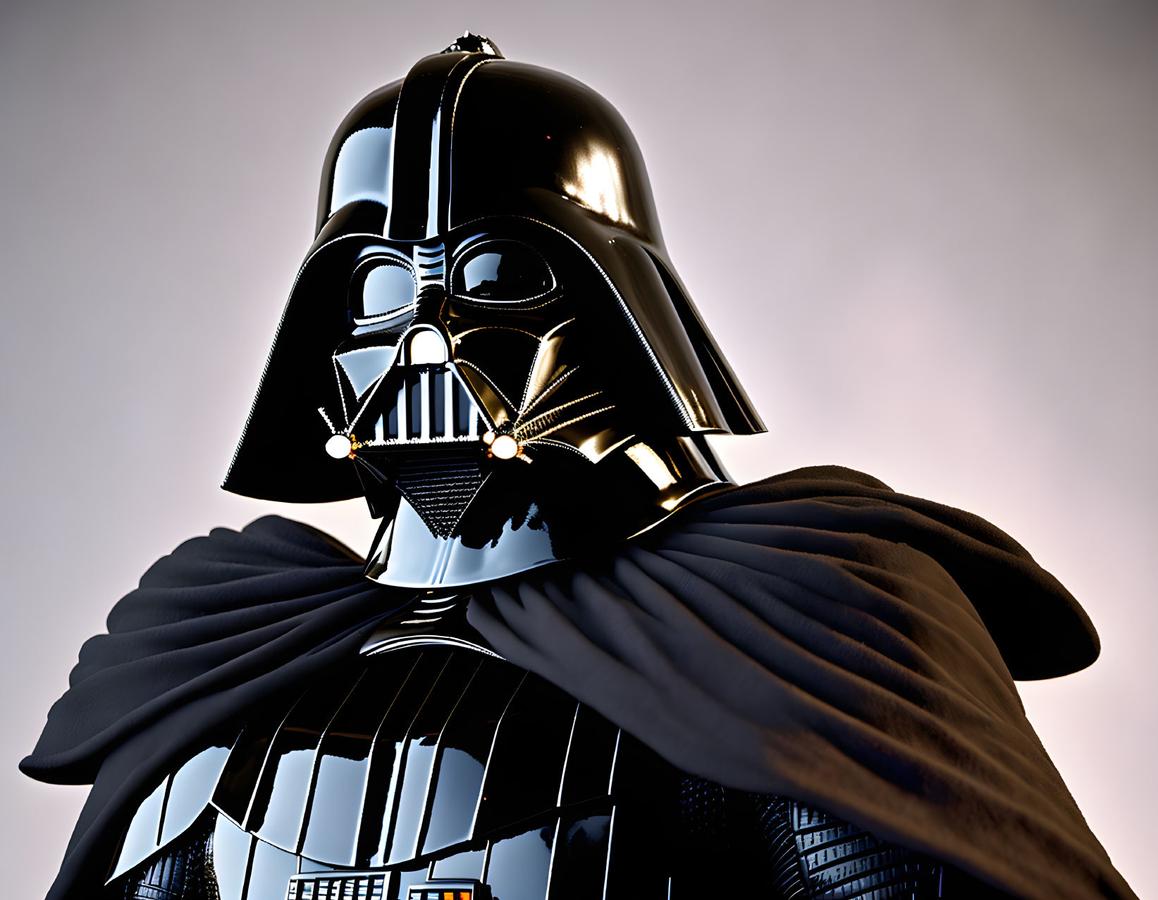 Detailed Close-up of Gleaming Darth Vader Helmet