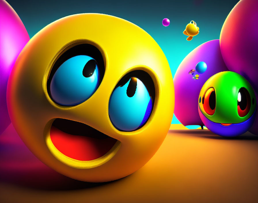 Vibrant 3D Emoticons on Gradient Background