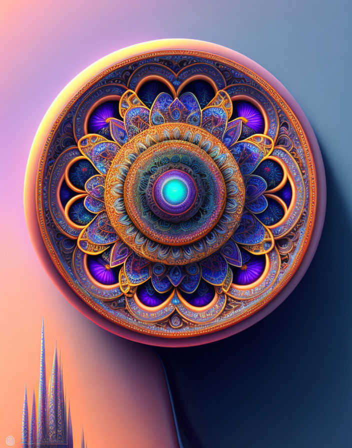 Mandala-inspired digital art with intricate patterns & vibrant colors