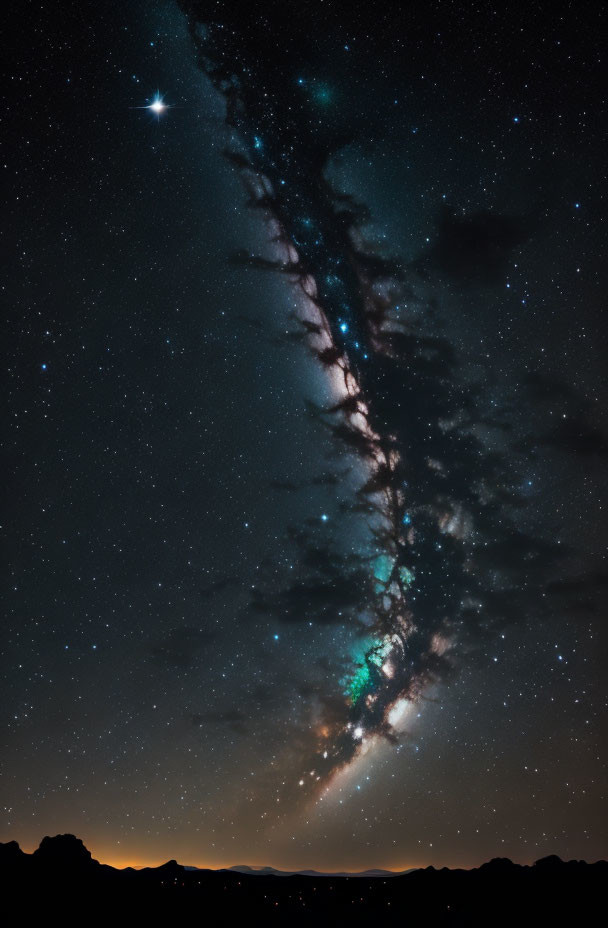 Starry night sky with Milky Way galaxy and shining stars.