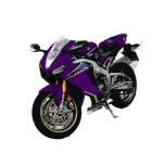 Purple and Pink Sport Motorcycle with Branding on Fairing on Dark Background