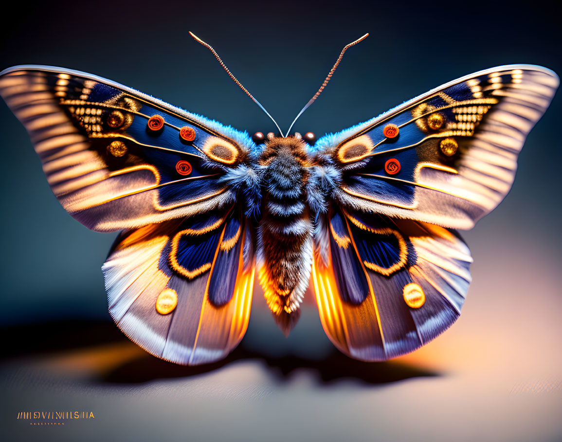 Colorful Butterfly with Detailed Wings and Antennae on Soft Background