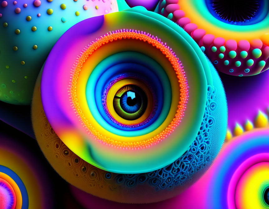 Colorful concentric circle fractal art with intricate patterns