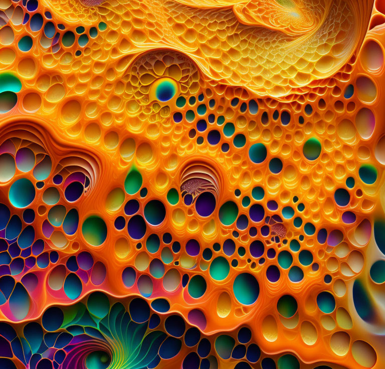 Vibrant Fractal Pattern with Swirling Circular Shapes