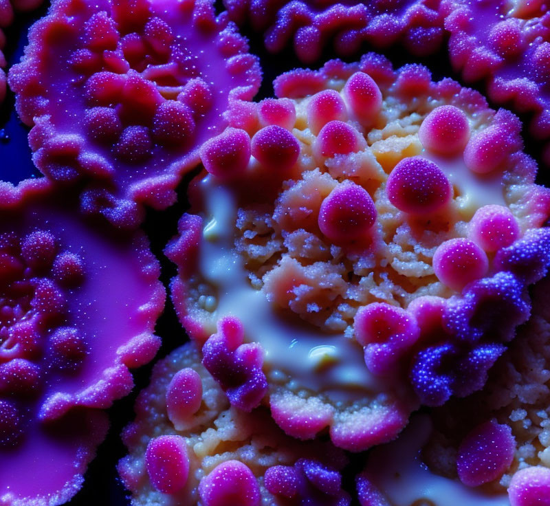 Detailed Purple and Pink Coral-Like Structure with Intricate Textures and Patterns