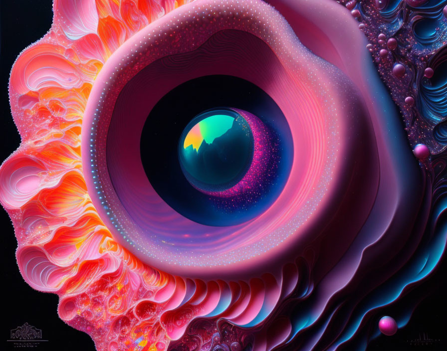 Colorful Abstract Digital Art: Cosmic Swirl Eye Portal