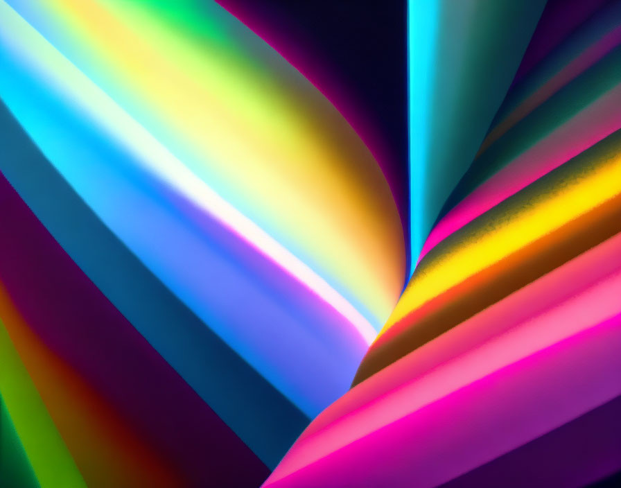 Vibrant Neon Light Beams Converging in Abstract Spectrum