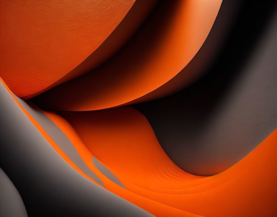 Orange and Black Curvilinear Shapes Conveying Depth and Movement