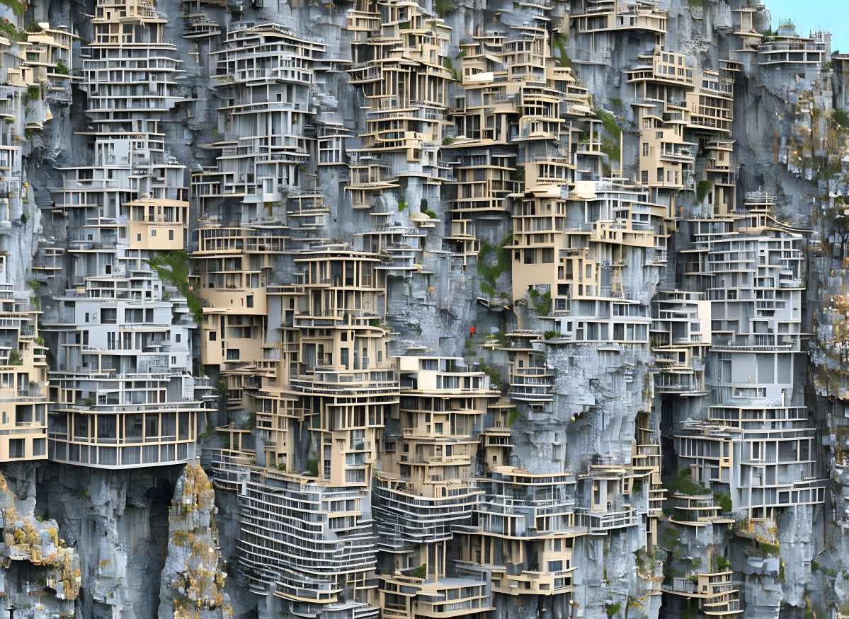 Cluster of wooden houses on rugged cliffside